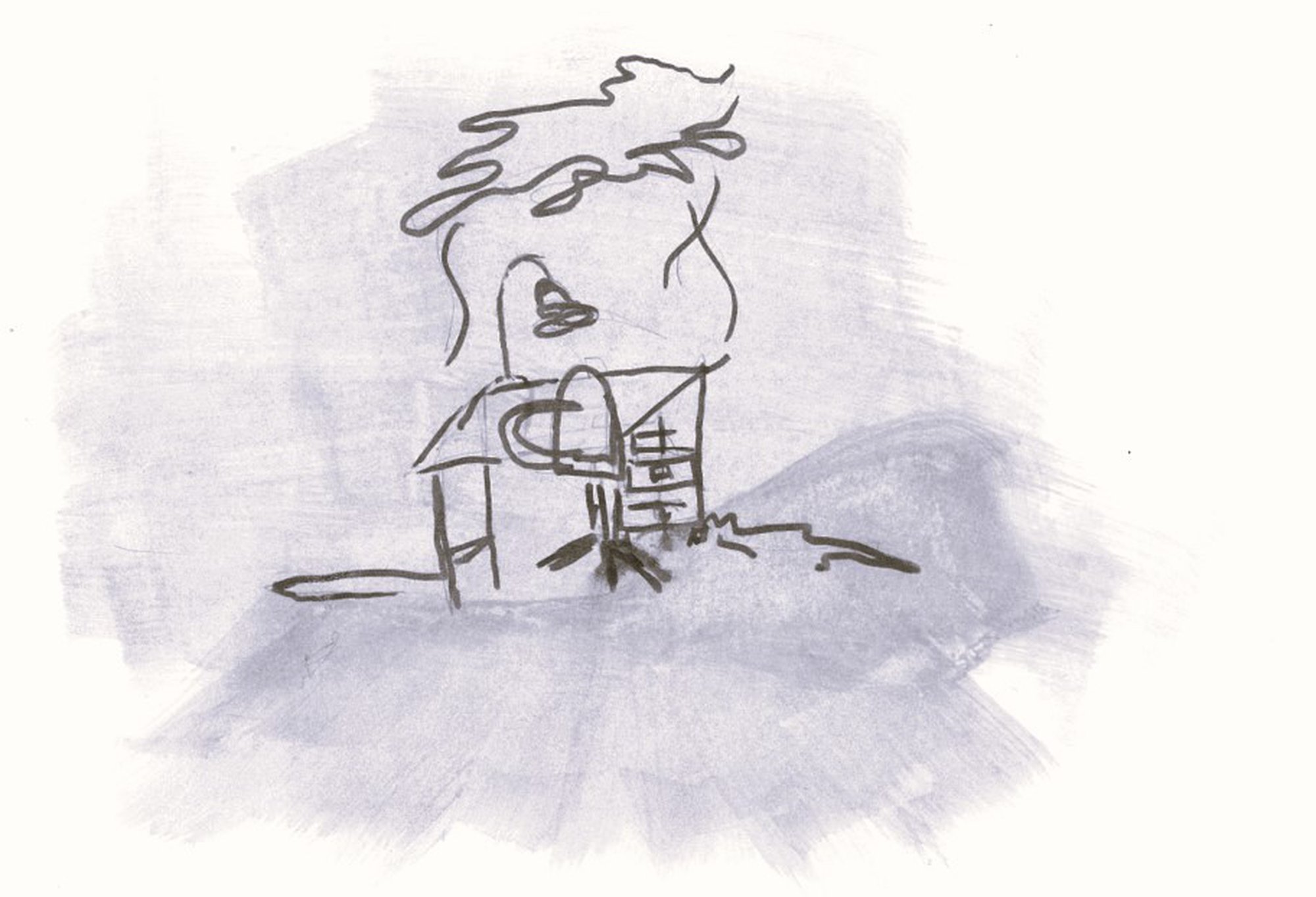 Desenho cego esboço escritório, tinta da china e acrílico prateado, por Ângela Rocha.