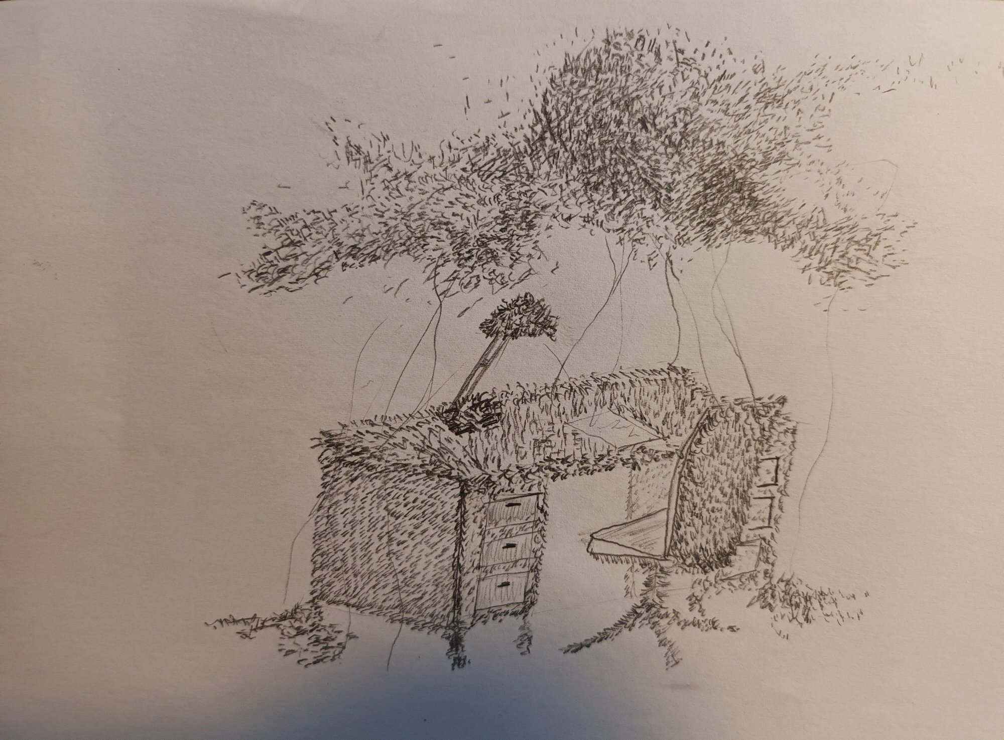 Ilustração escritório, grafite sobre papel.